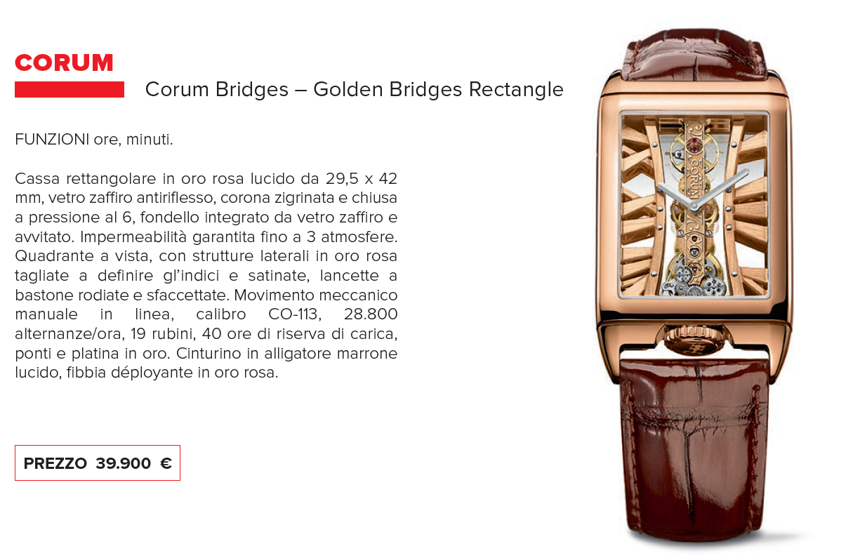 Scheda tecnica – Corum Bridges Golden Bridges Rectangle