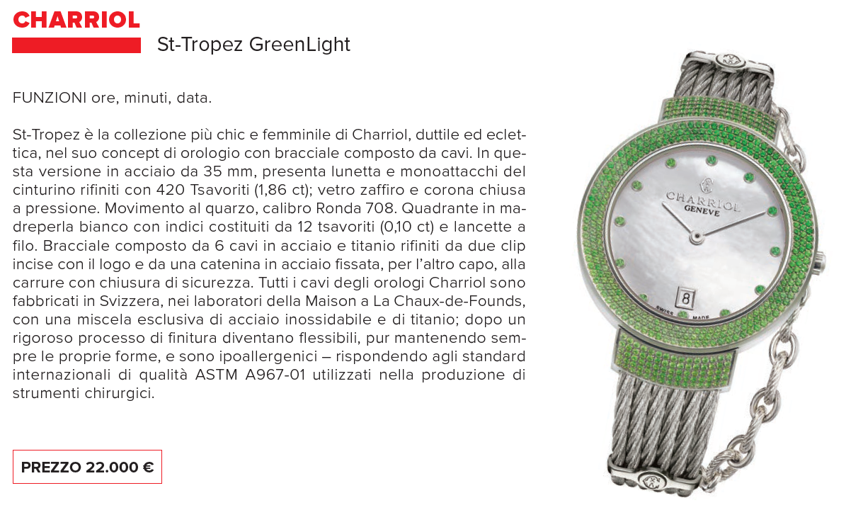 Scheda tecnica – CHARRIOL St-Tropez GreenLight