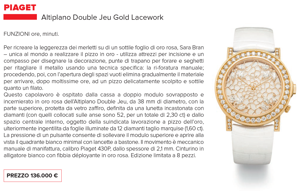 Scheda tecnica – PIAGET Altiplano Double Jeu Gold Lacework