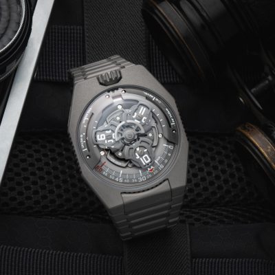 URWERK – the UR-100V appears in a Full Titanium Jacket