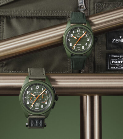 LA COLLEZIONE ZENITH X PORTER PILOT IN CERAMICA VERDE KAKI